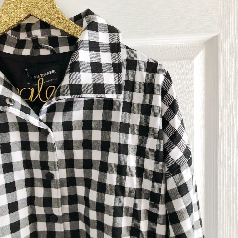 NWT The Fifth Label Black Gingham Bomber Jacket M - Picture 4 of 7